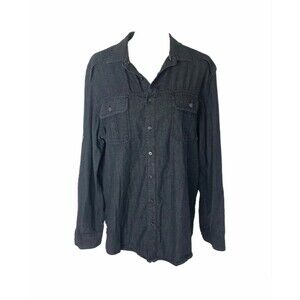 Rock & Republic Men’s Shirt Dark Blue Denim Look Casual Button-Down Size XL